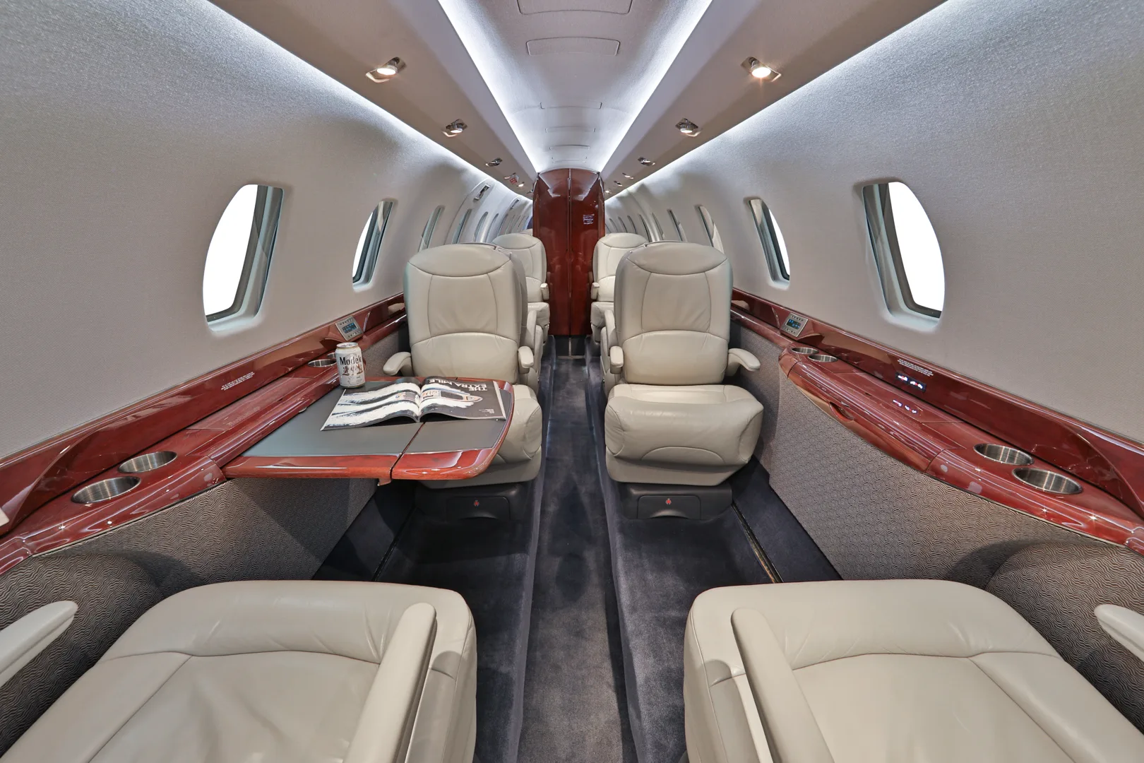 Cabin interior of a 2007 Cessna Citation X.