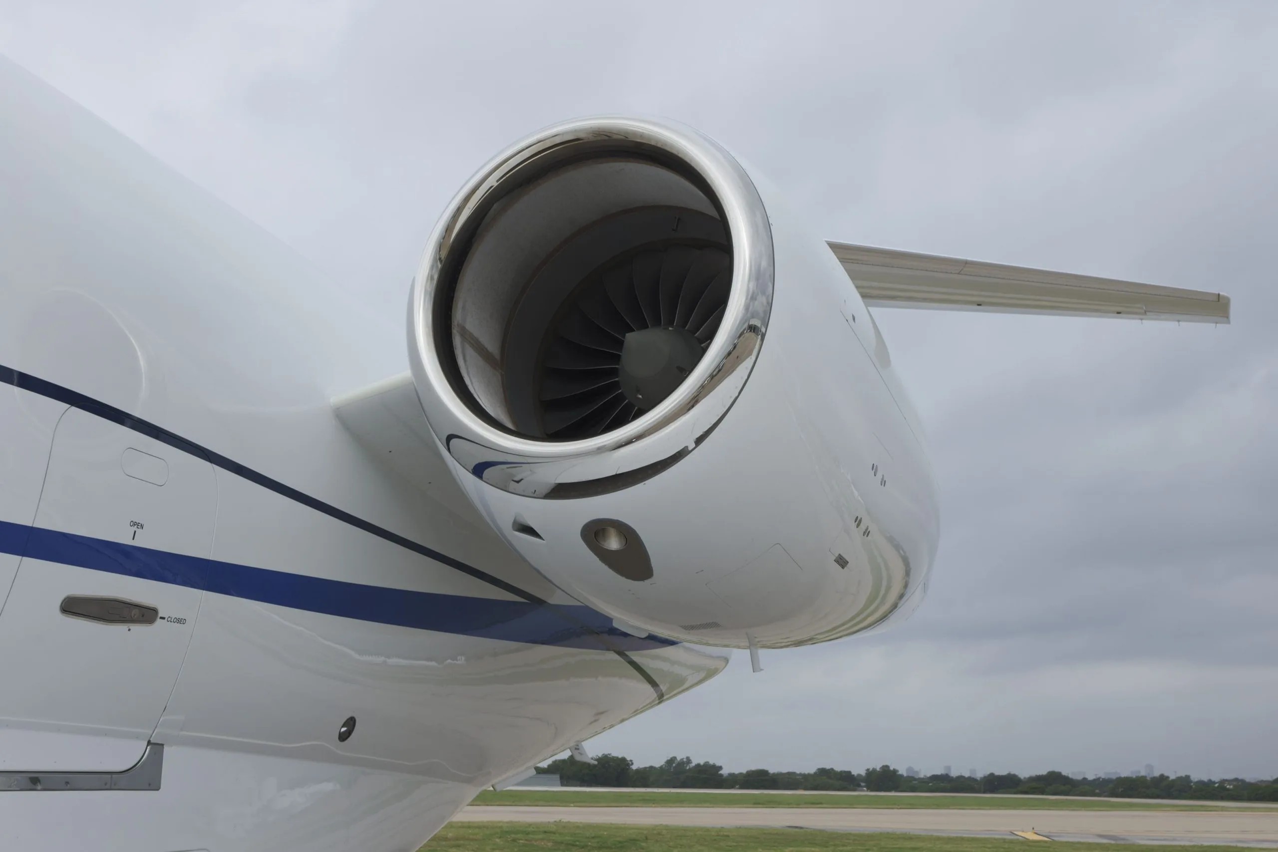 Engine detail of a 2009 Bombardier Challenger 300.