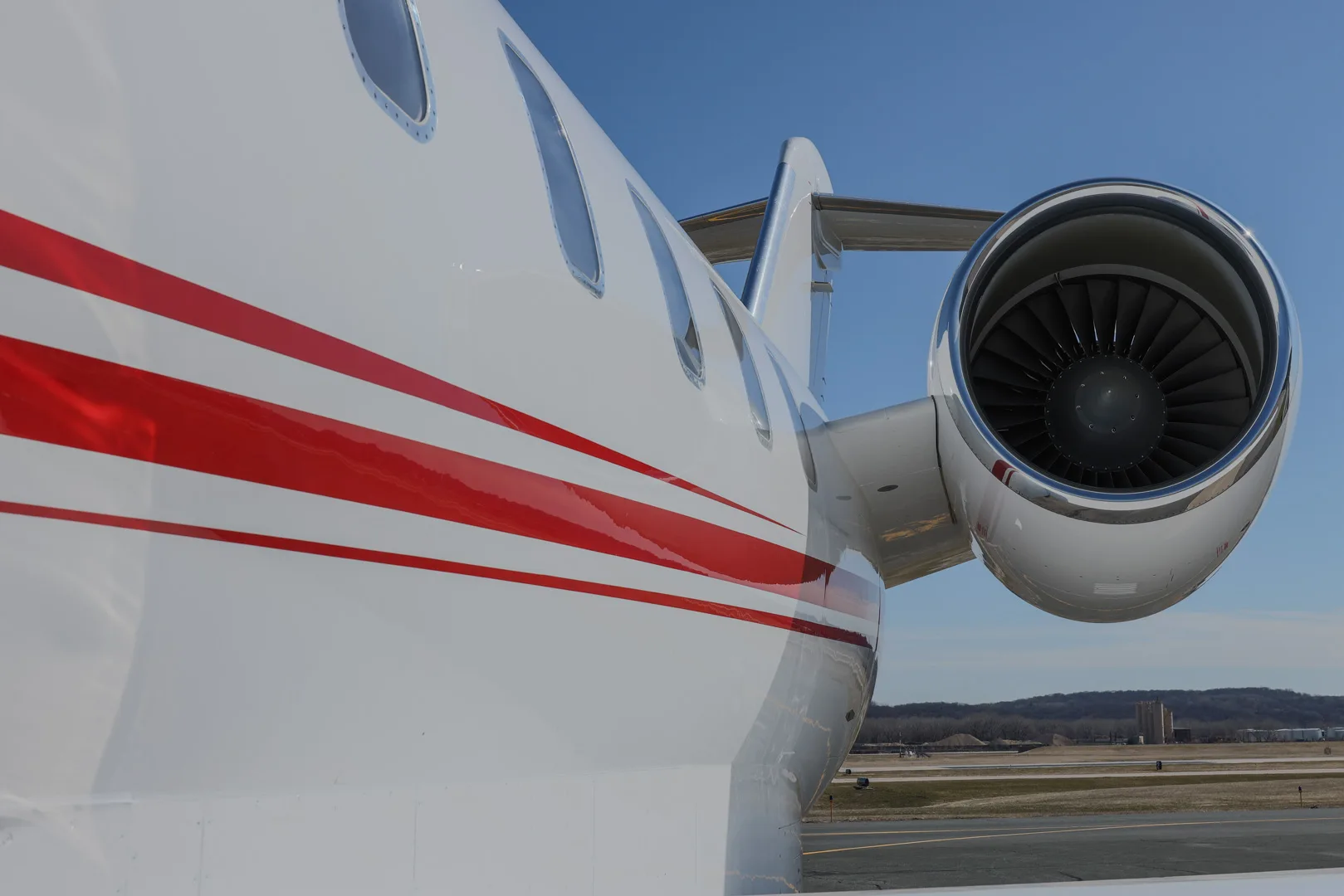 Engine detail of a 2012 Bombardier Challenger 605.