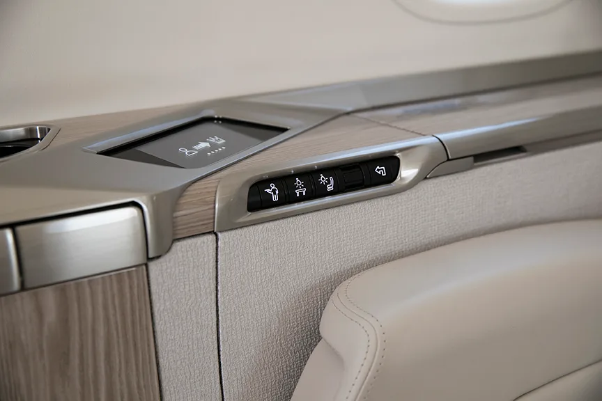 Cabin interior of a 2018 Bombardier Challenger 350.