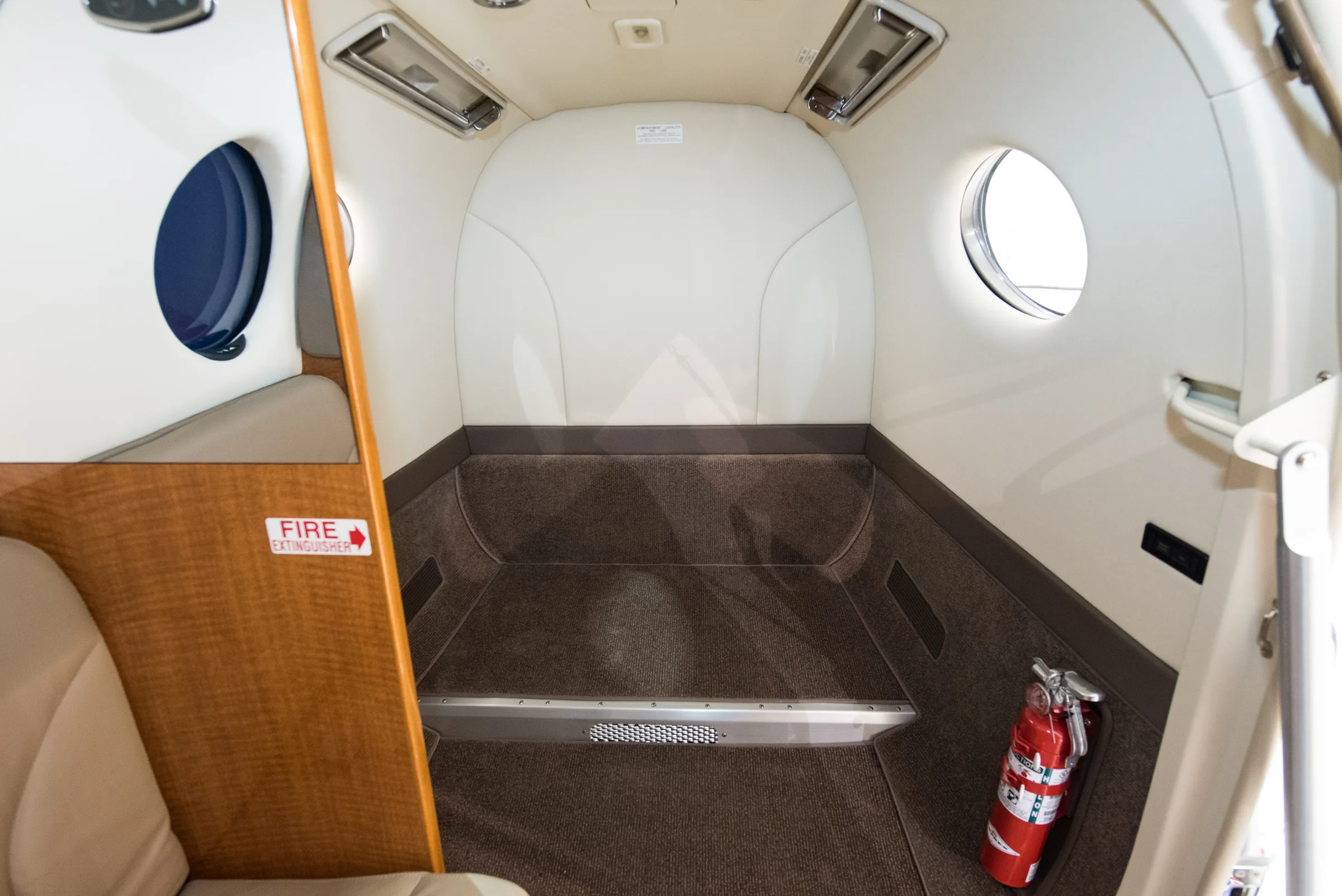 Cabin interior of a 2018 Beechcraft King Air 350i.