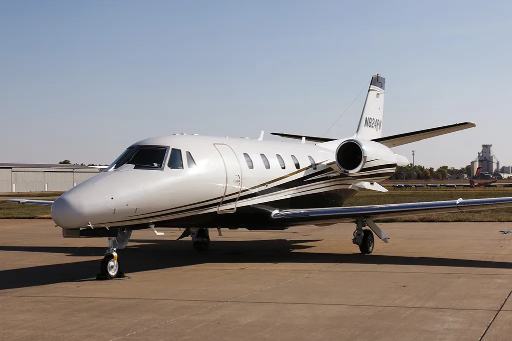 Exterior view of a Cessna Citation XLS –, N824PM.