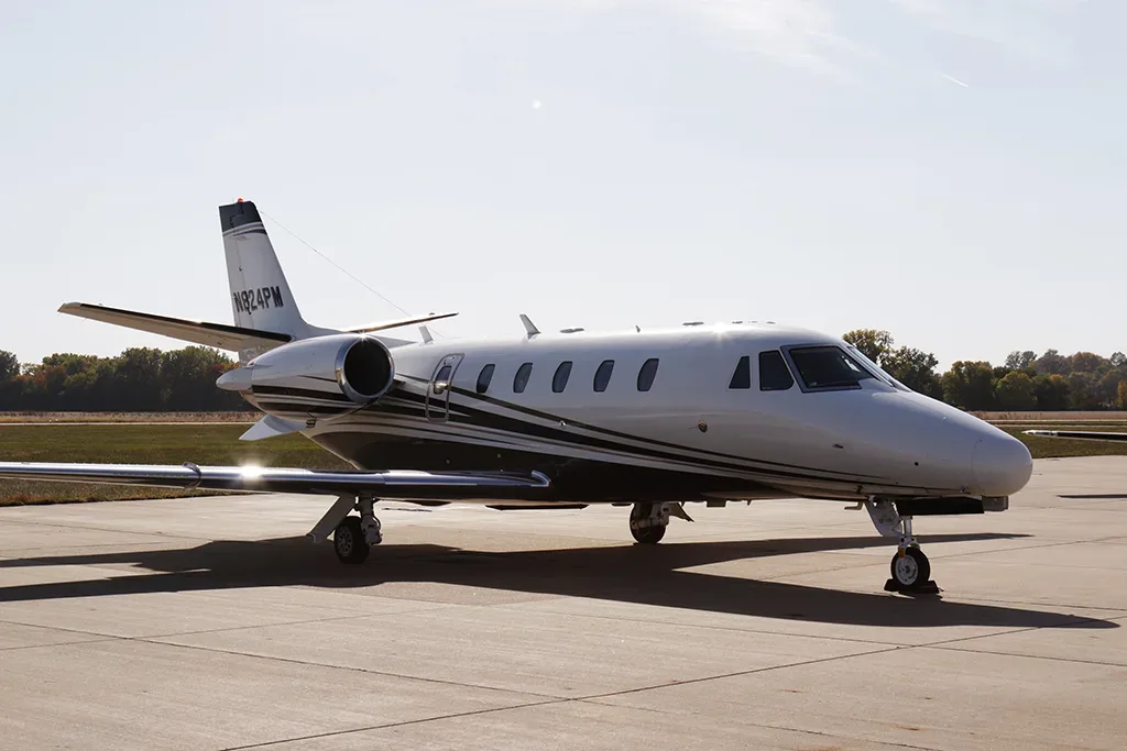 Exterior view of a Cessna Citation XLS –, N824PM.