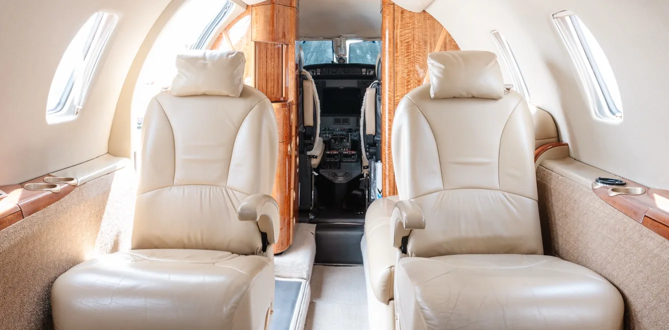 Cabin interior of a Cessna citation xls.