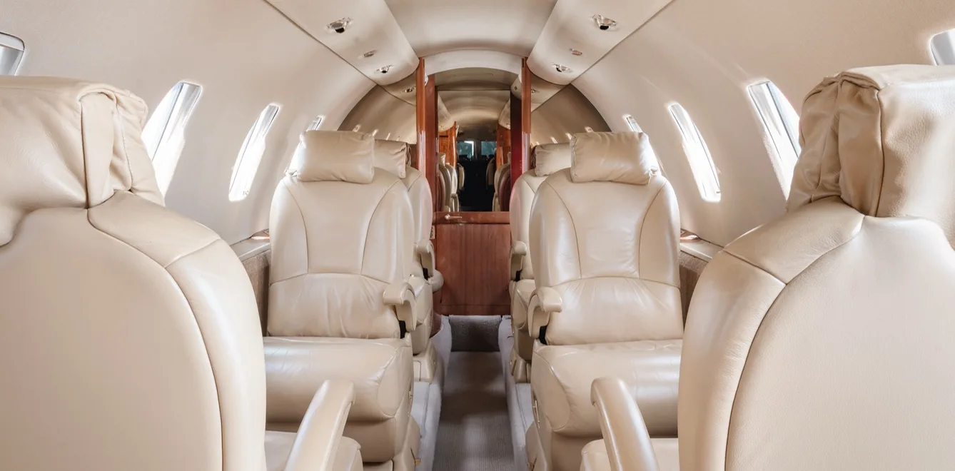 Cabin interior of a Cessna citation xls.