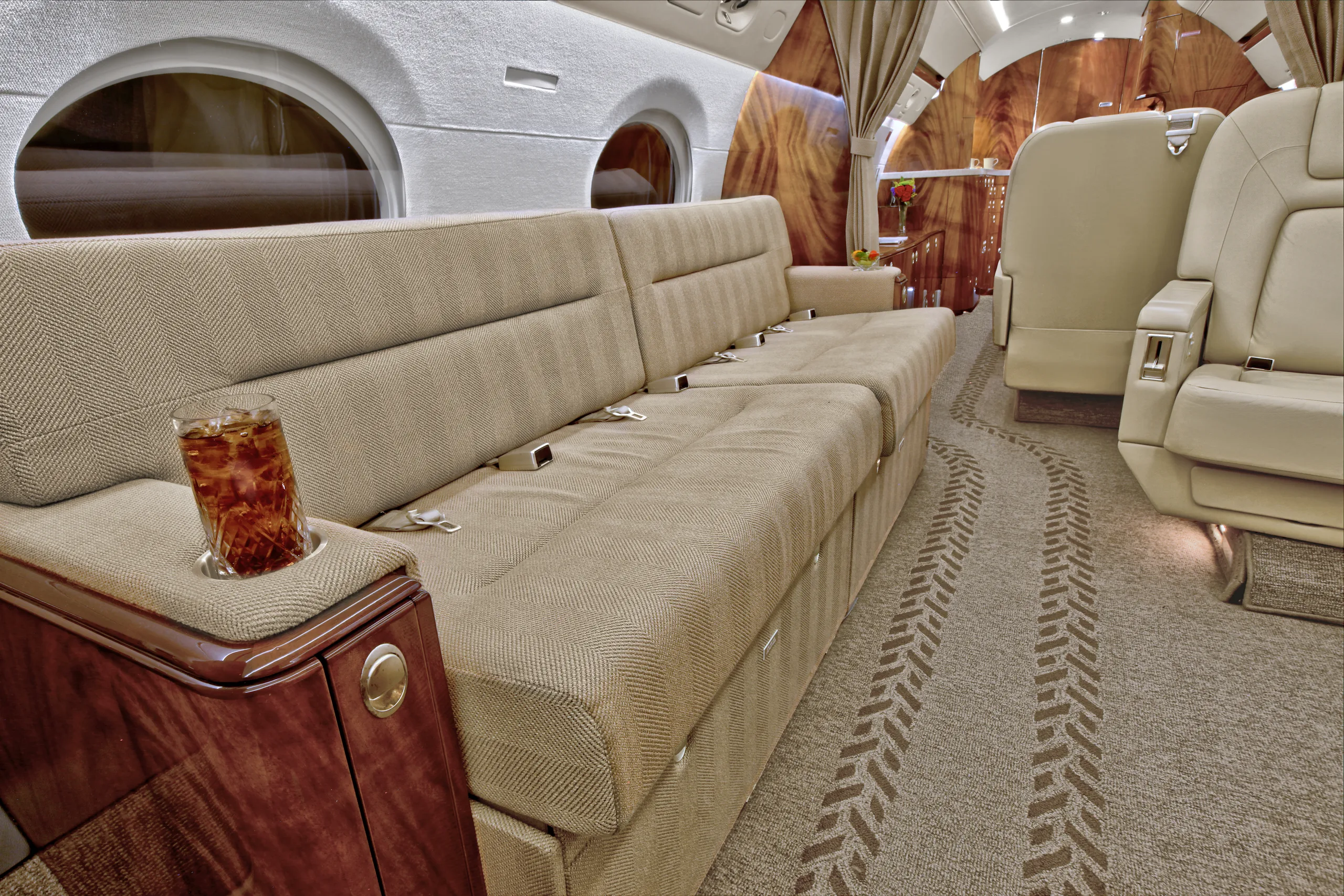Cabin interior of a 2001 Gulfstream G-V.