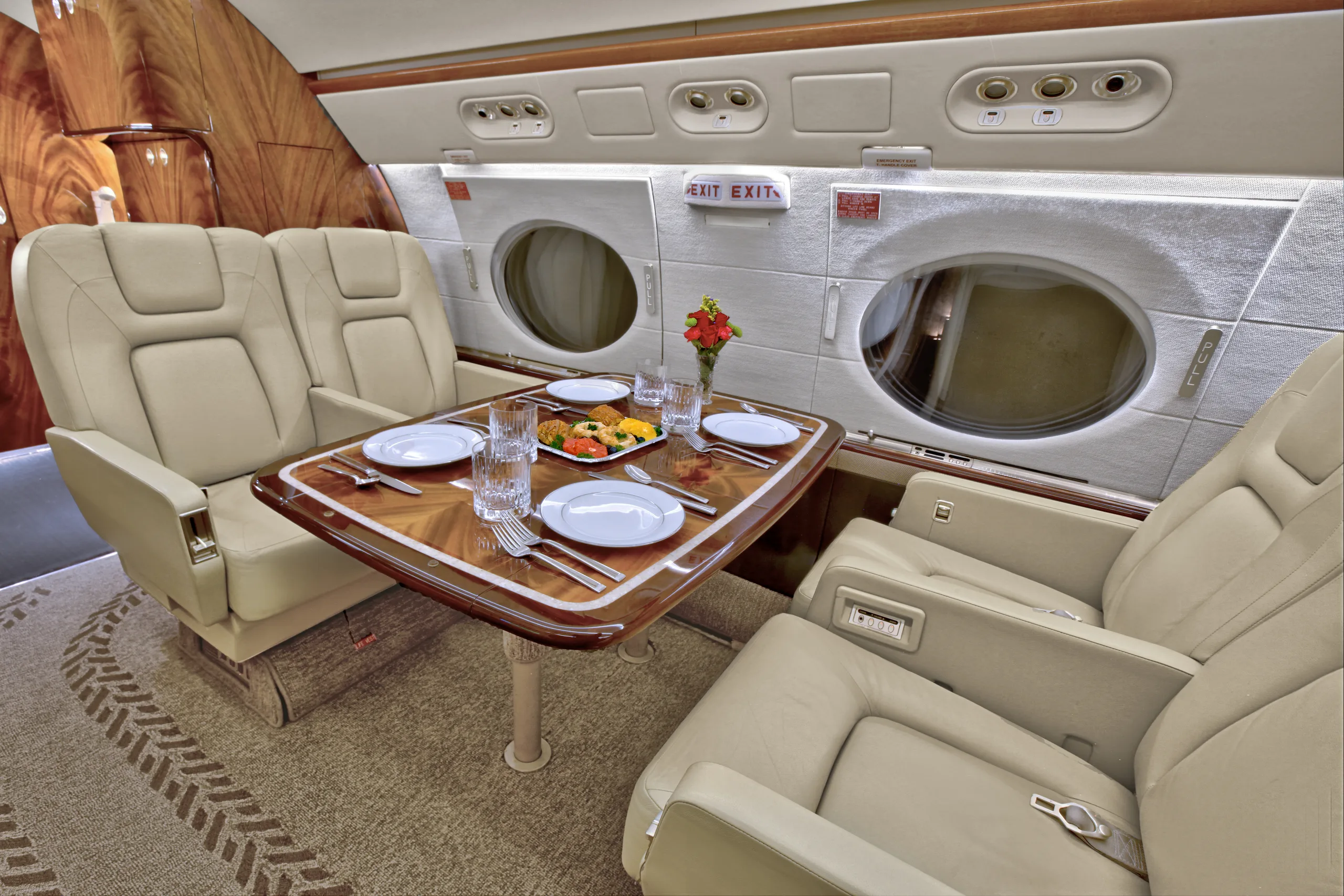 Cabin interior of a 2001 Gulfstream G-V.