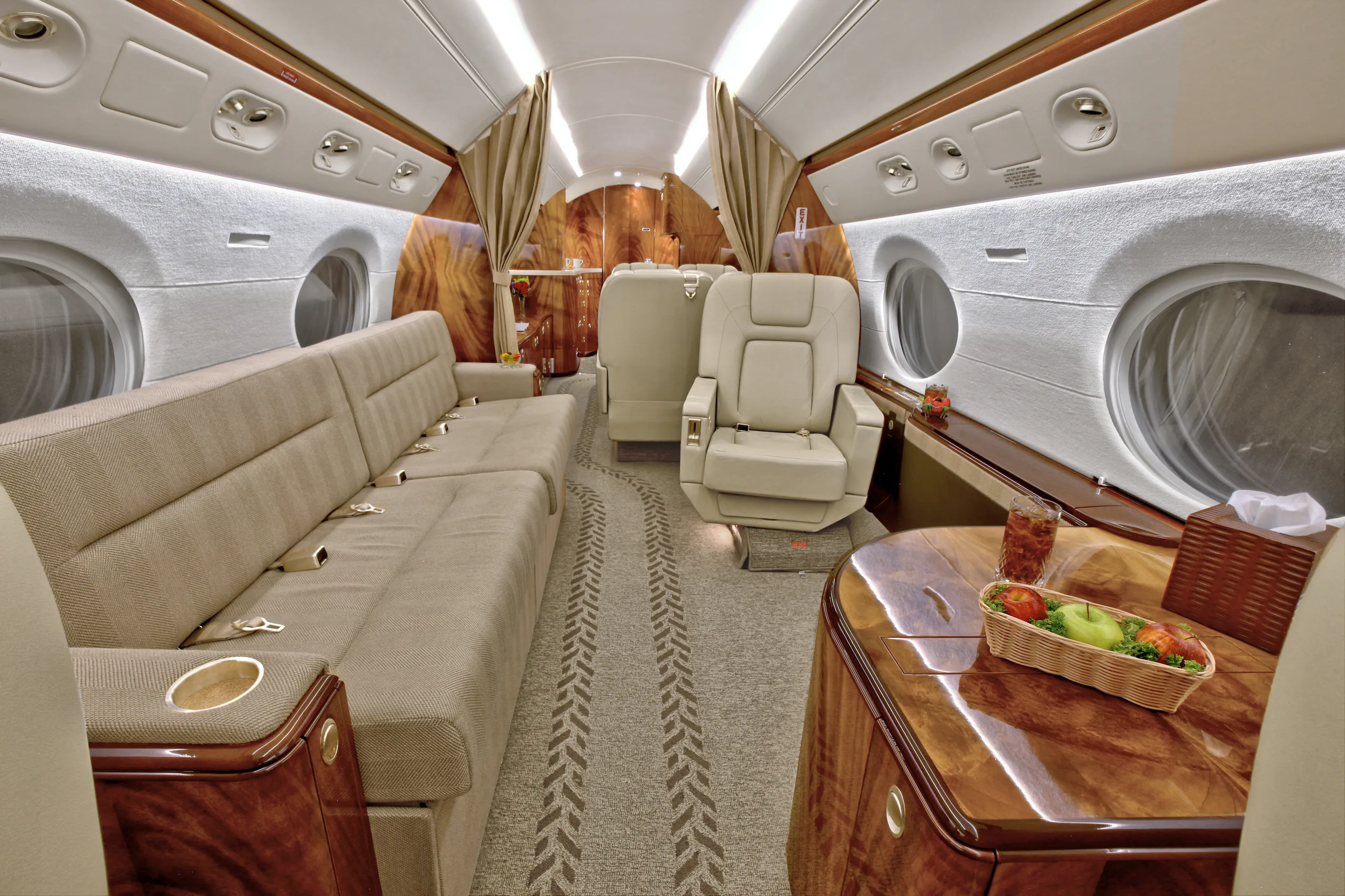 Cabin interior of a 2001 Gulfstream G-V.