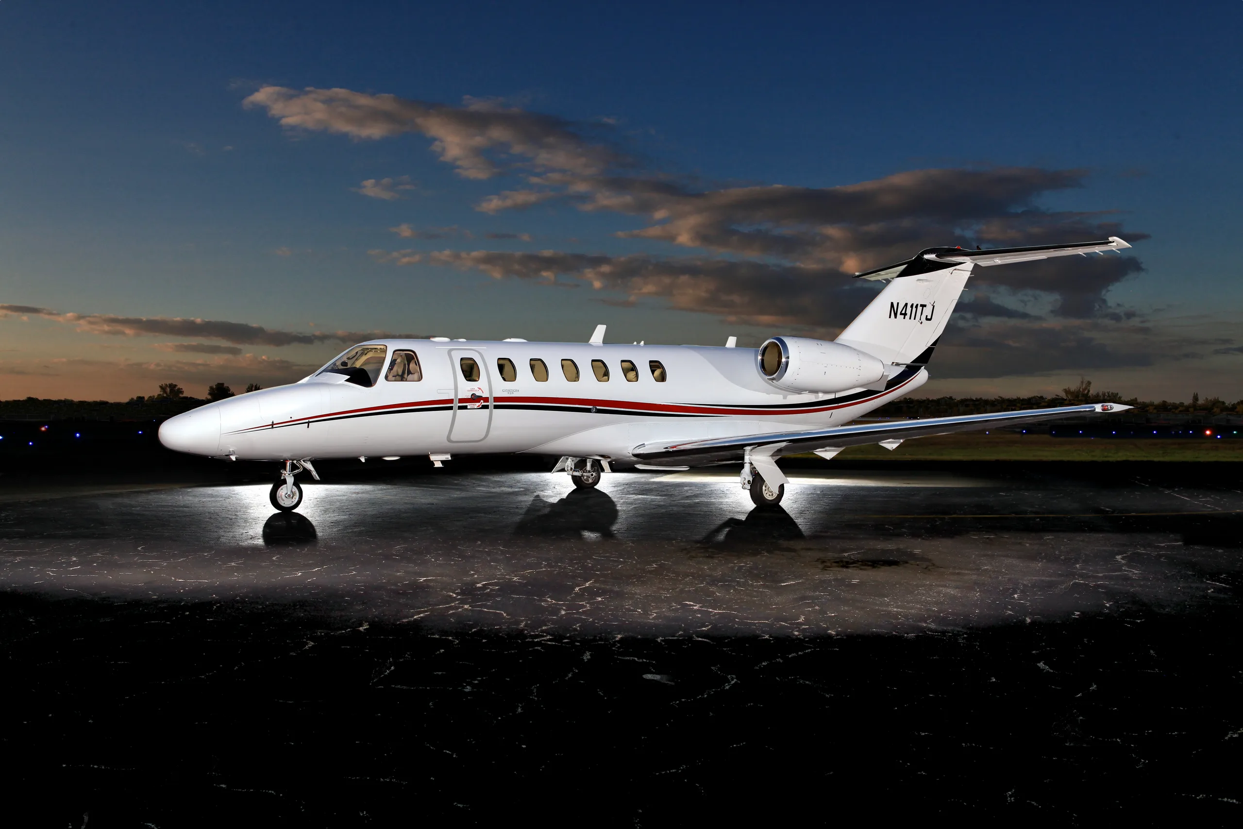 Exterior view of a 2008 Cessna Citation CJ3 525B-0269 –, N411TJ.