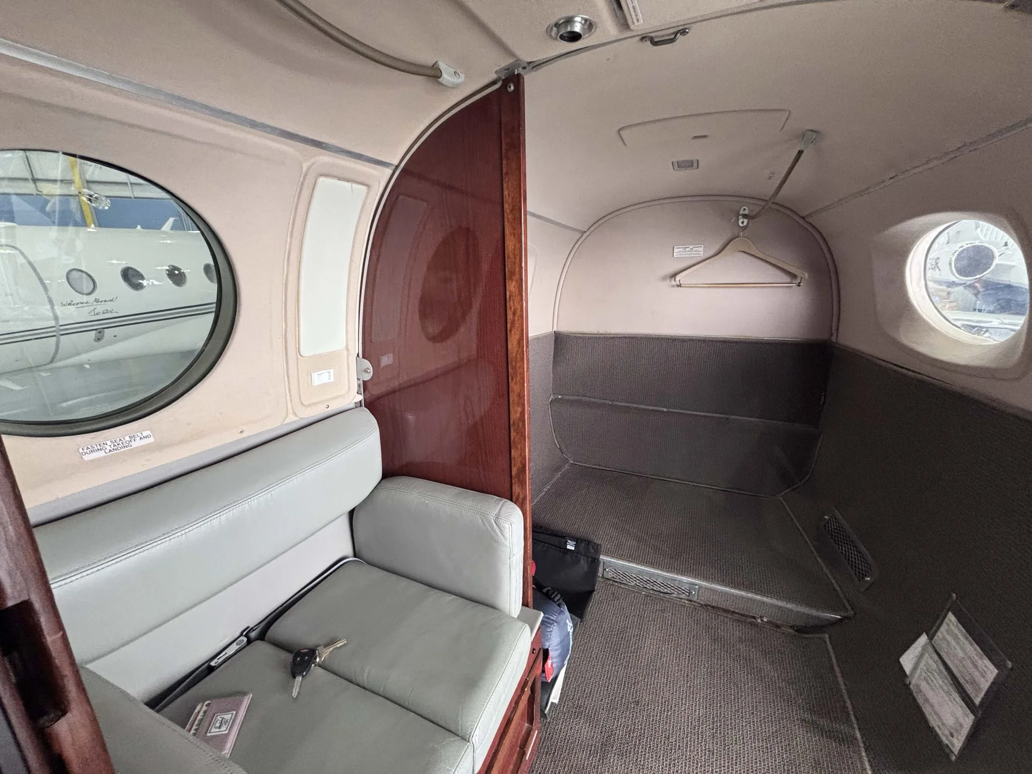 Cabin interior of a 1979 Beechcraft King Air 200.