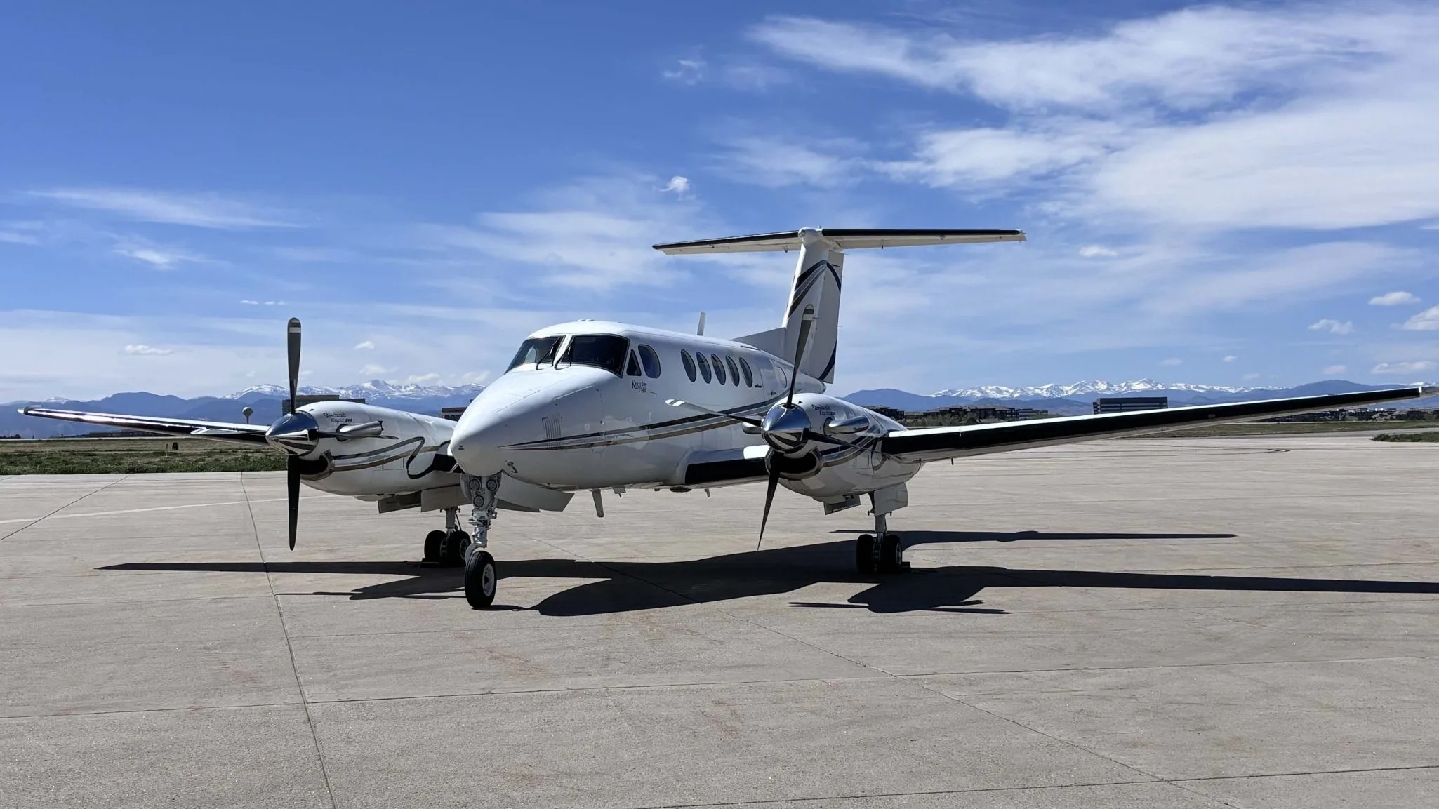 Exterior view of a 1979 Beechcraft King Air 200, N31WC.