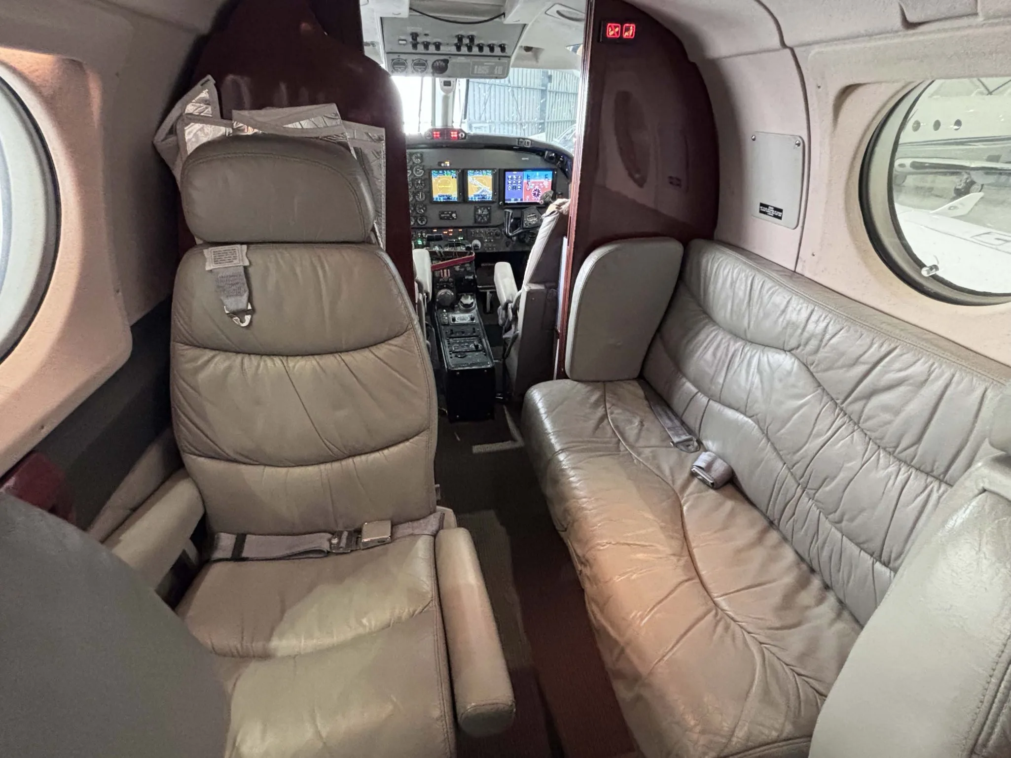Cabin interior of a 1979 Beechcraft King Air 200.