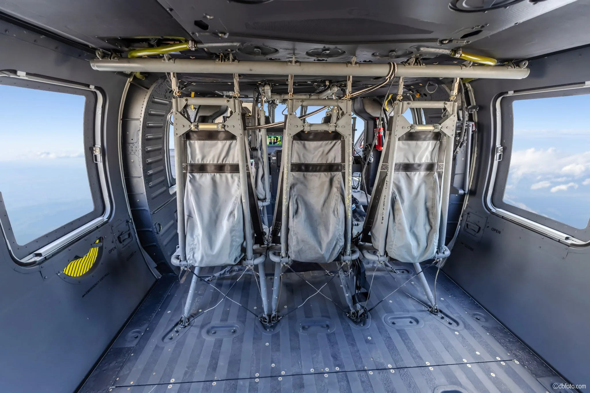 Cabin interior of a 1983 Sikorsky UH-60L Black Hawk.