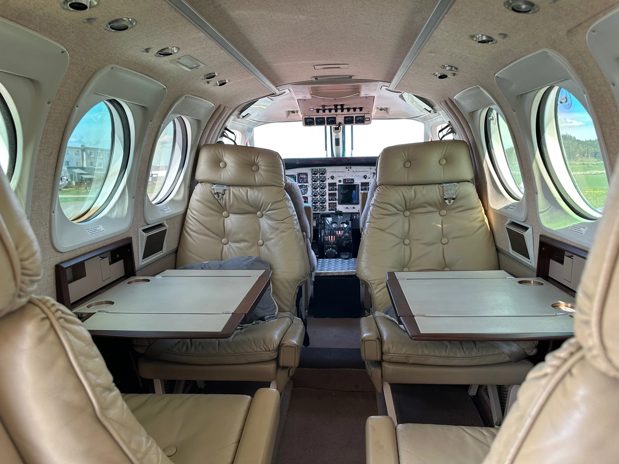 Cabin interior of a 1989 Beechcraft King Air C90A.