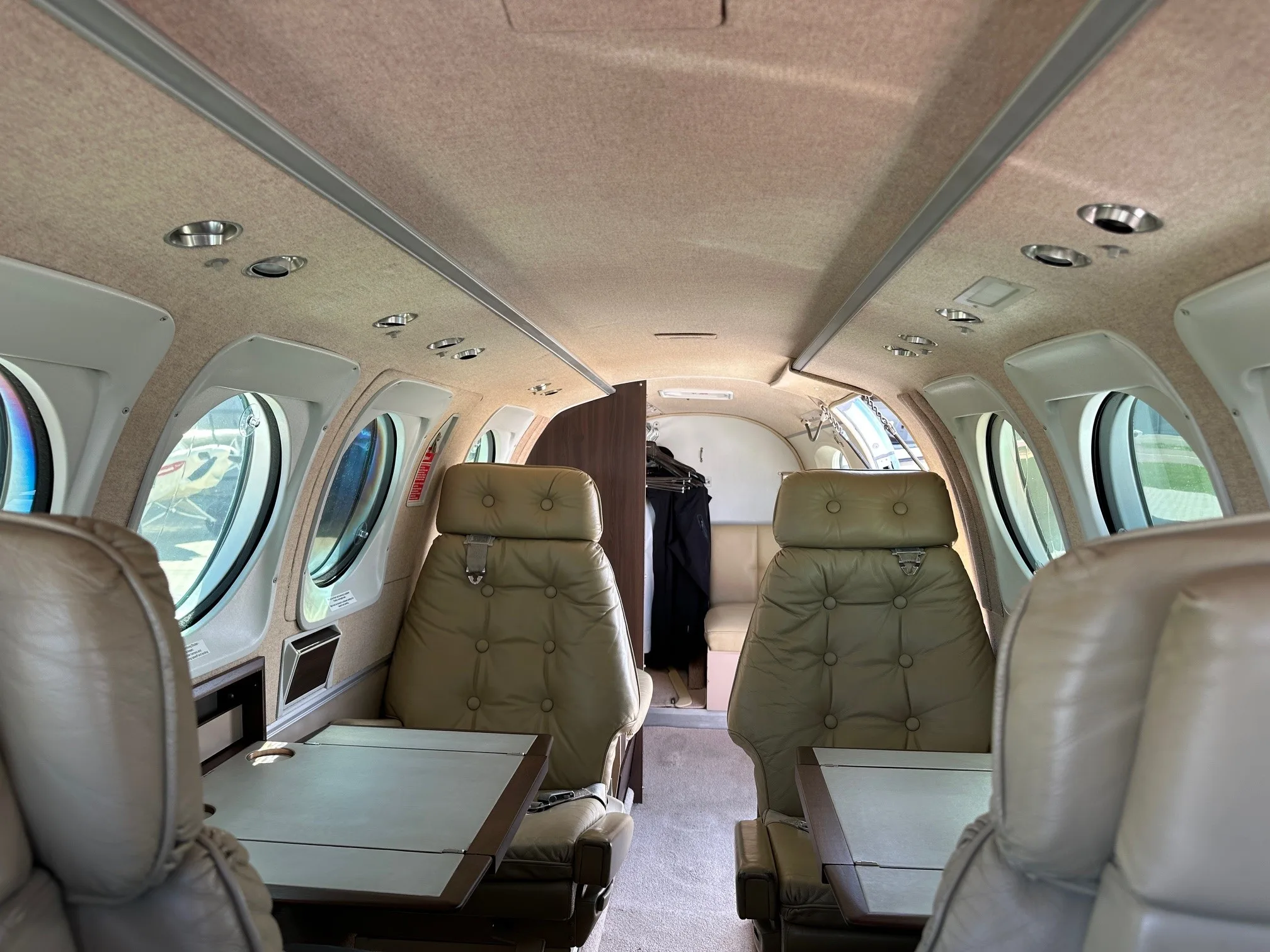 Cabin interior of a 1989 Beechcraft King Air C90A.
