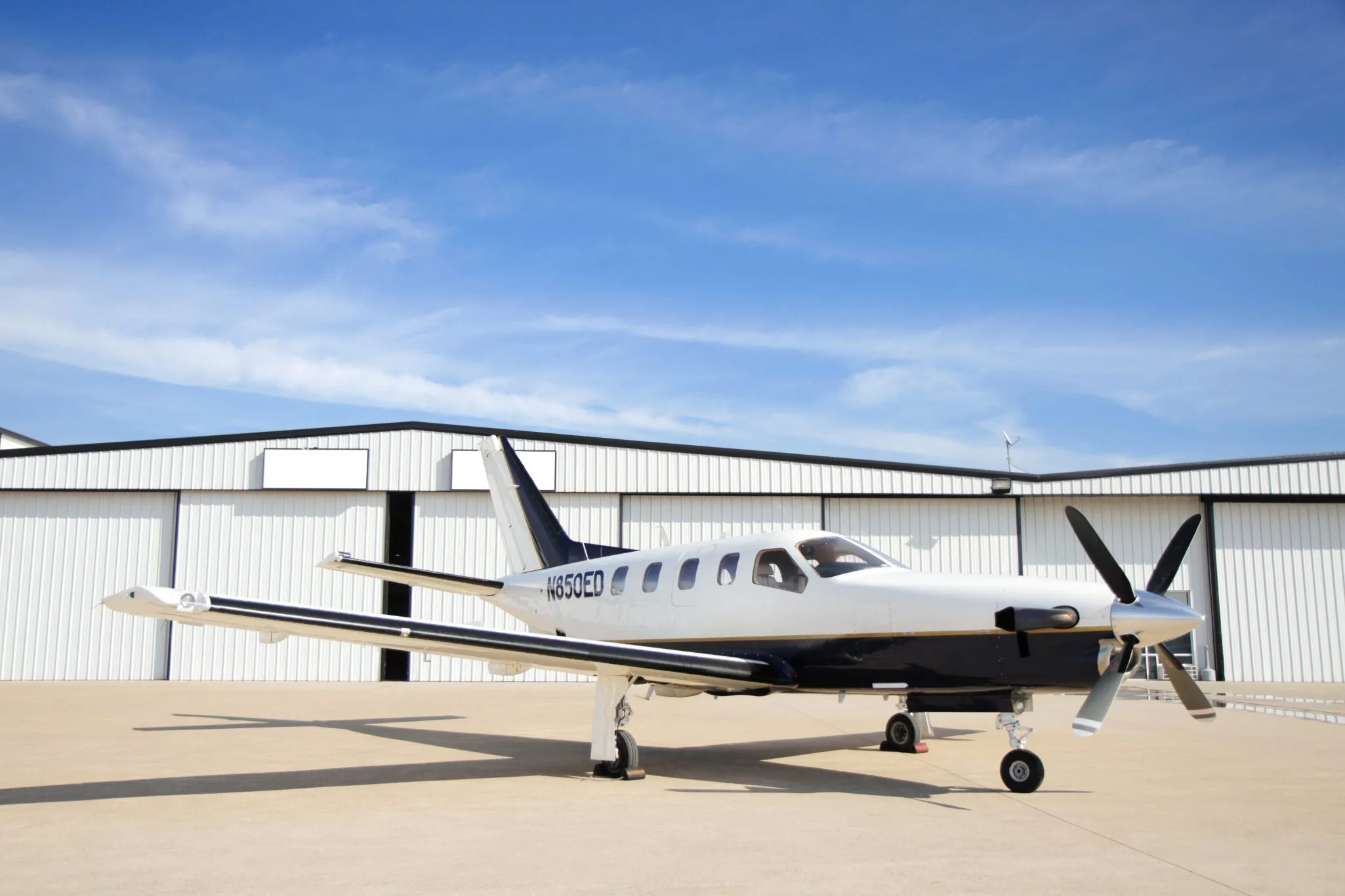 Exterior view of a 2008 Daher TBM 850.