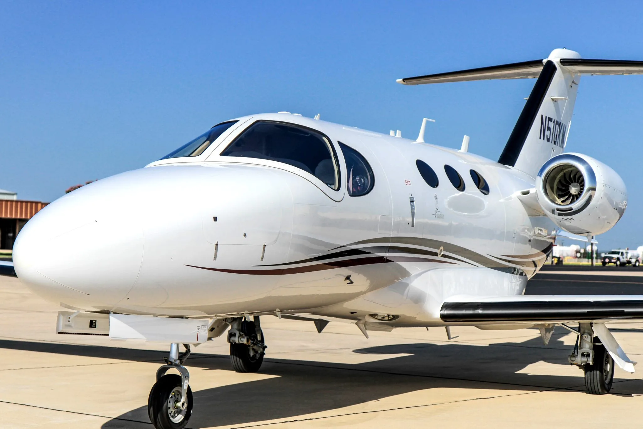 Exterior view of a 2010 Cessna Citation 510 Mustang.