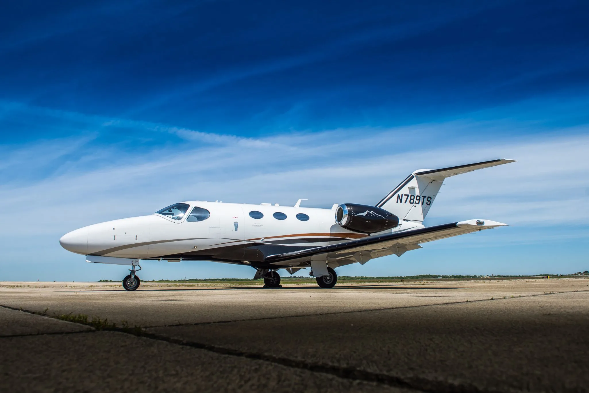 Exterior view of a 2012 Cessna Citation 510 Mustang, N789TS.