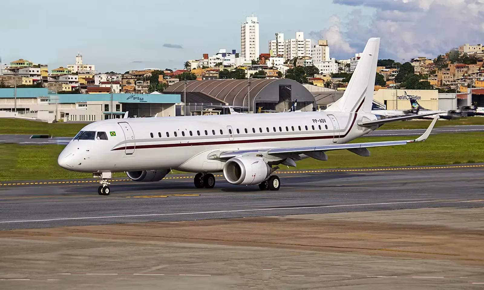 Exterior view of a 2012 Embraer ERJ E190.
