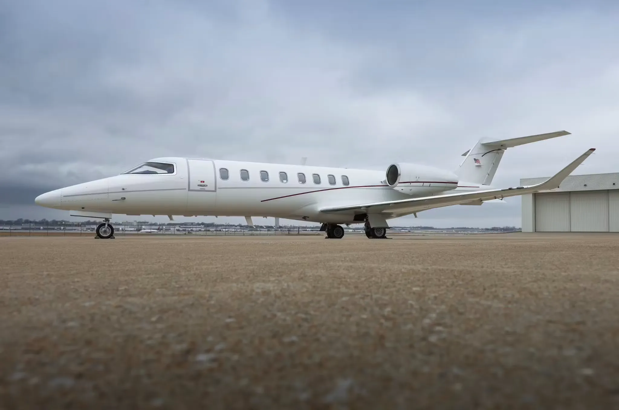 Exterior view of a 2016 Bombardier Learjet 75.