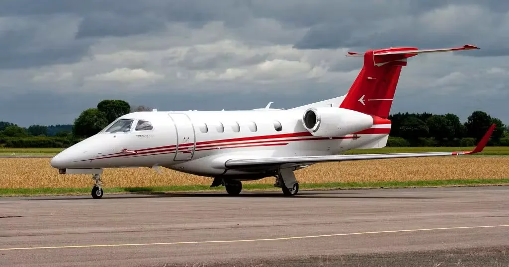 Exterior view of a 2020 Embraer Phenom 300E.