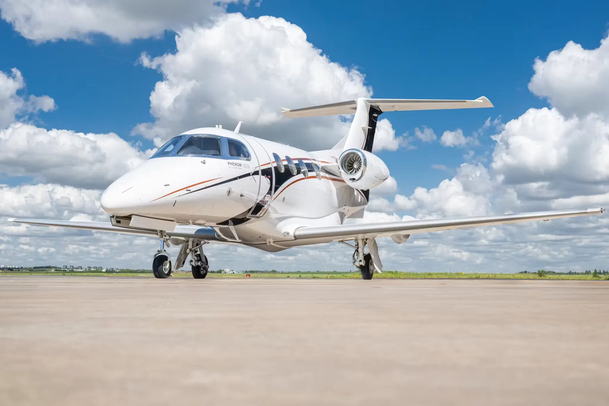Exterior view of a 2021 Embraer Phenom 100EV.