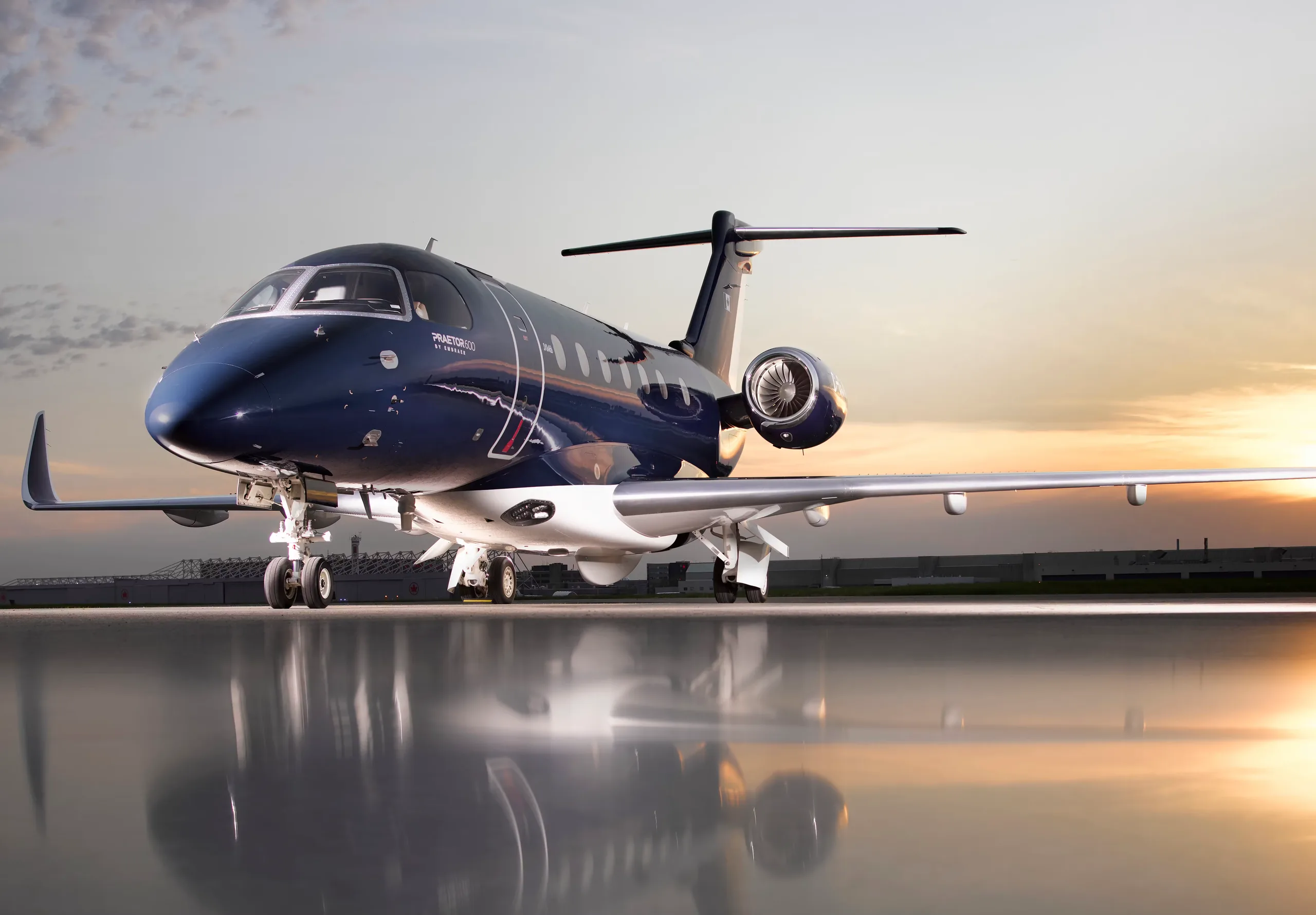Exterior view of a 2023 Embraer Praetor 600.