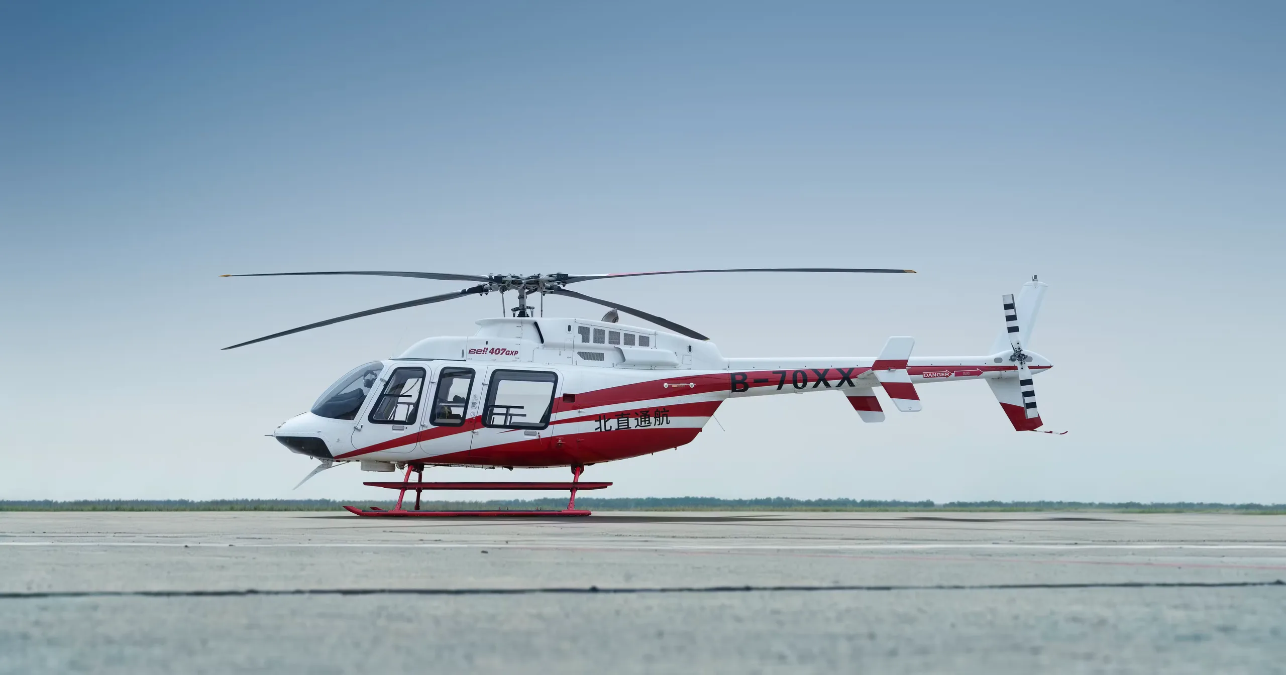 Exterior view of a 2017 Bell 407GXP.