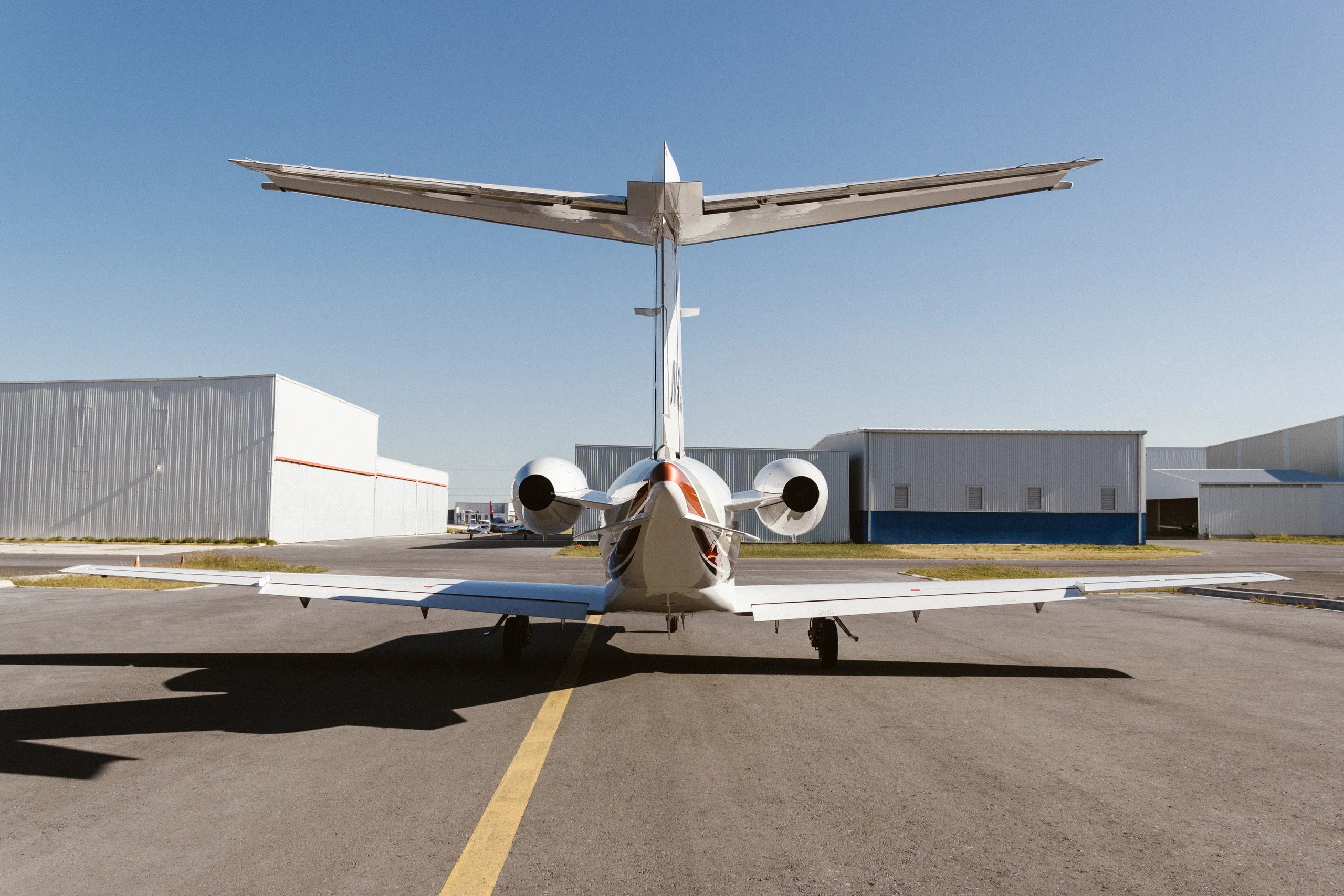 Exterior view of a Cessna Citation Mustang, N62FJ.