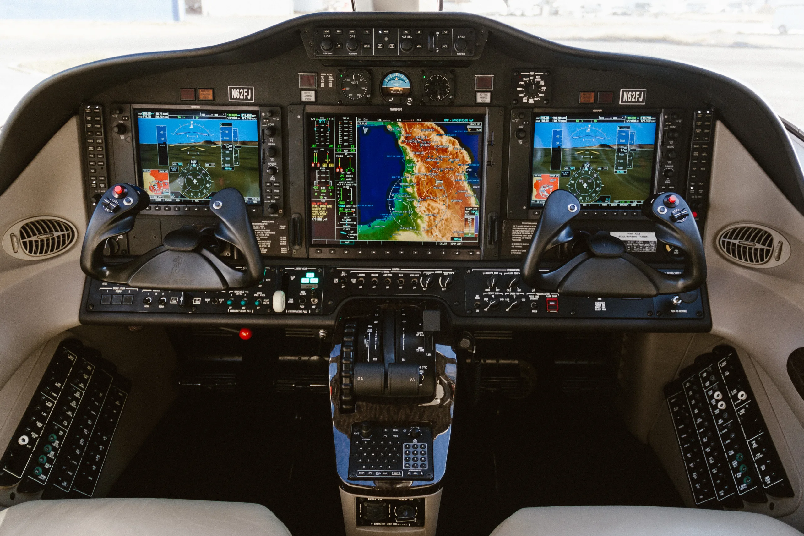 Avionics suite of a Cessna Citation Mustang.