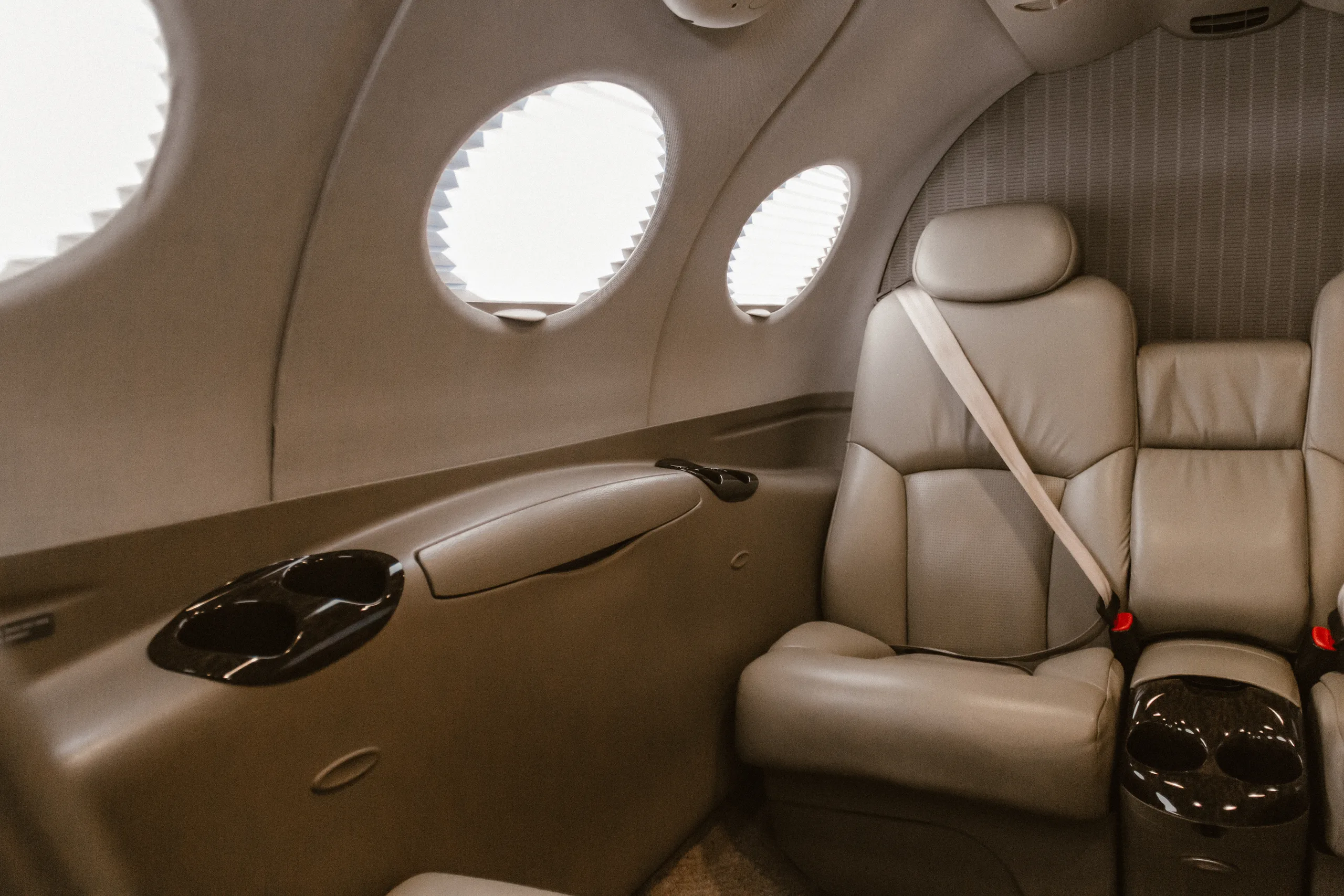 Cabin interior of a Cessna Citation Mustang.
