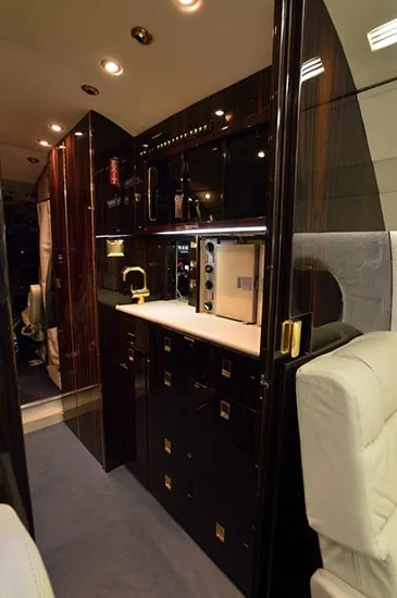 Cabin interior of a Dassault Falcon 900B.