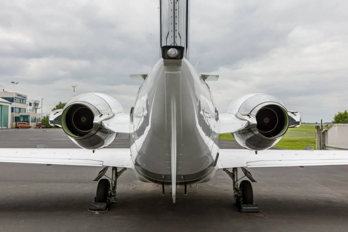 Engine detail of a 1997 Beechcraft Beechjet 400A.