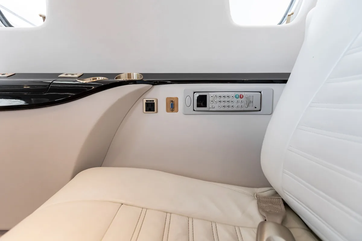 Cabin interior of a 2008 Cessna Citation XLS+.
