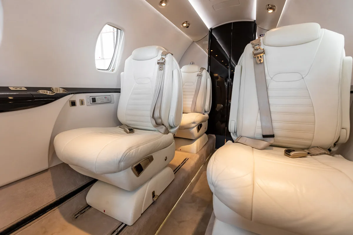 Cabin interior of a 2008 Cessna Citation XLS+.