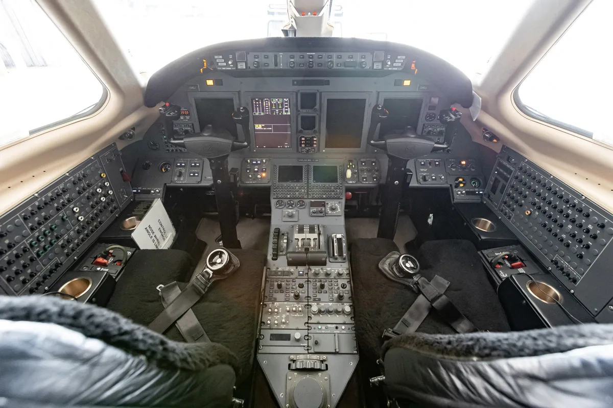 Cockpit and instrument panel of a 2008 Cessna Citation XLS+.