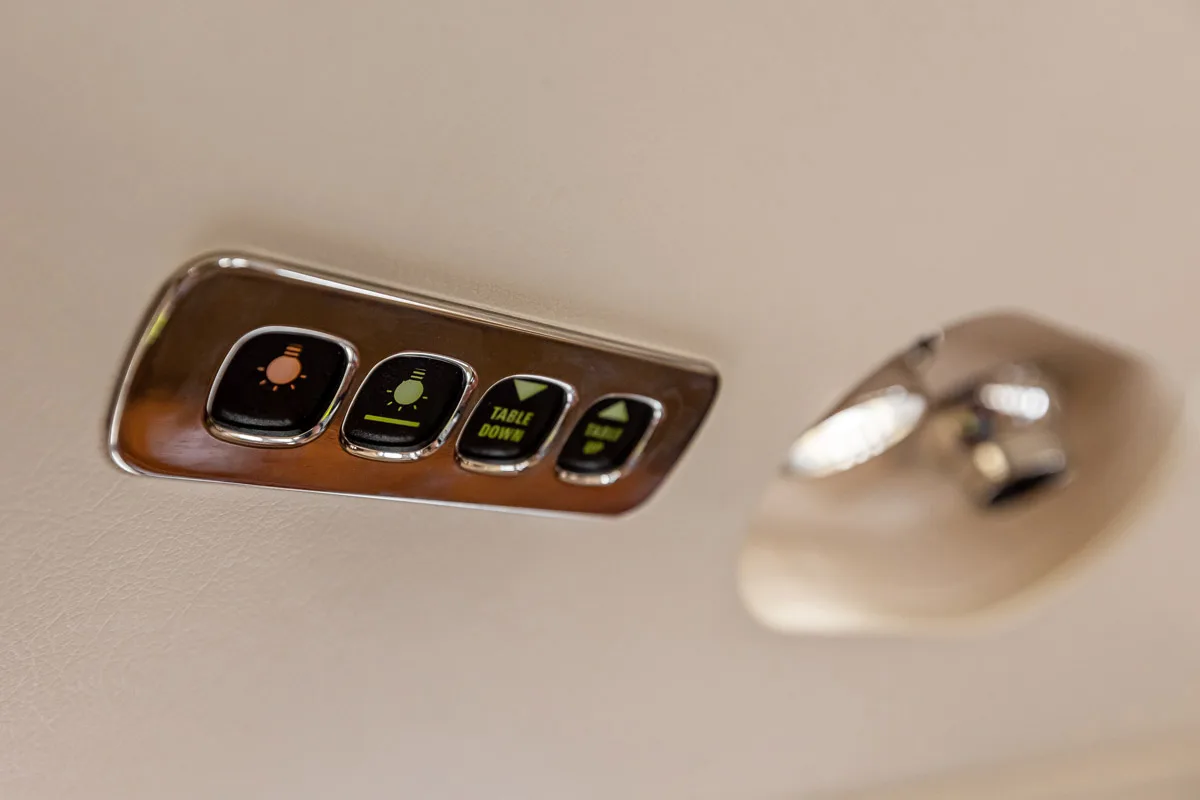 Cabin interior of a 2008 Dassault Falcon 7X.