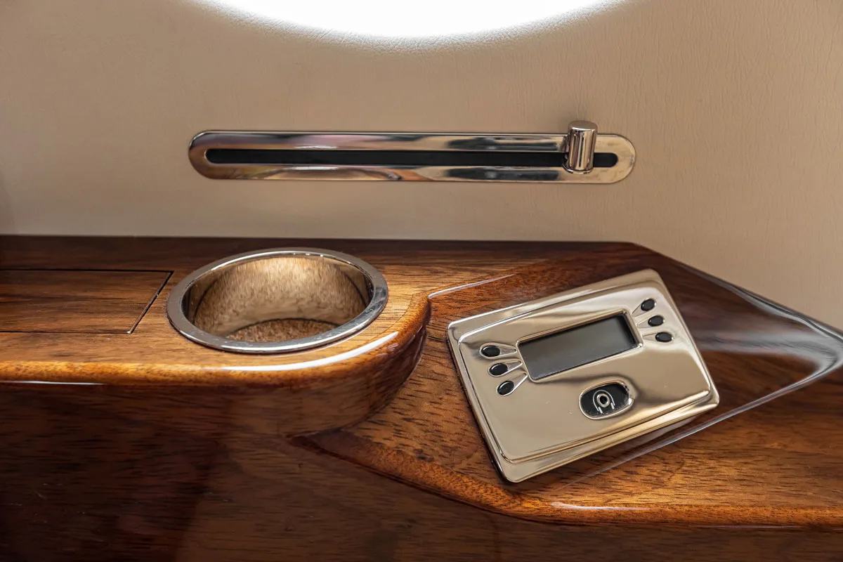 Cabin interior of a 2008 Dassault Falcon 7X.