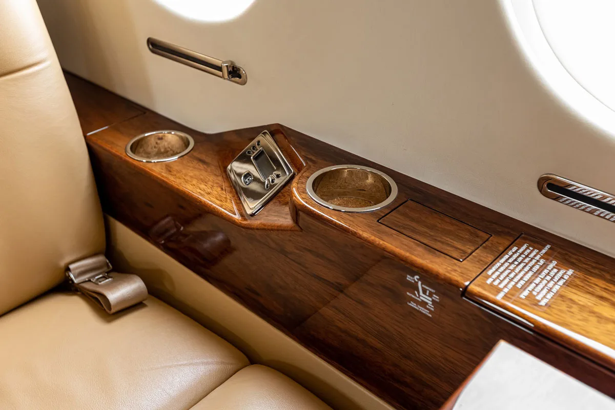 Cabin interior of a 2008 Dassault Falcon 7X.