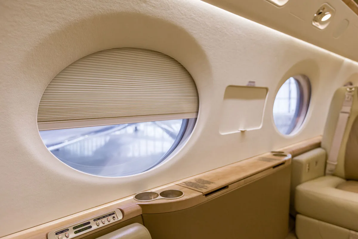Cabin interior of a 2008 Gulfstream G550.