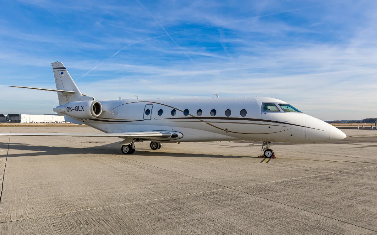 Exterior view of a 2011 Gulfstream G200.