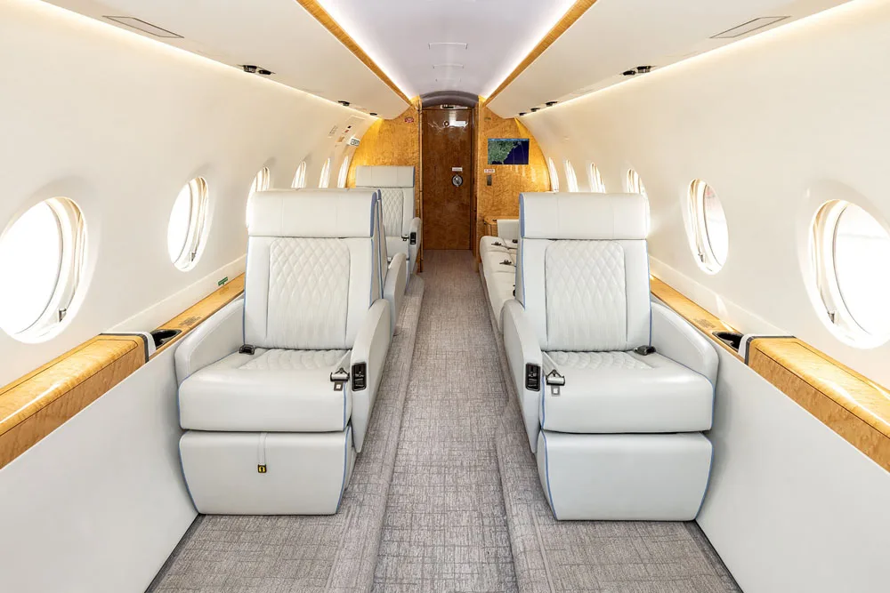 Cabin interior of a 2014 Gulfstream G280.