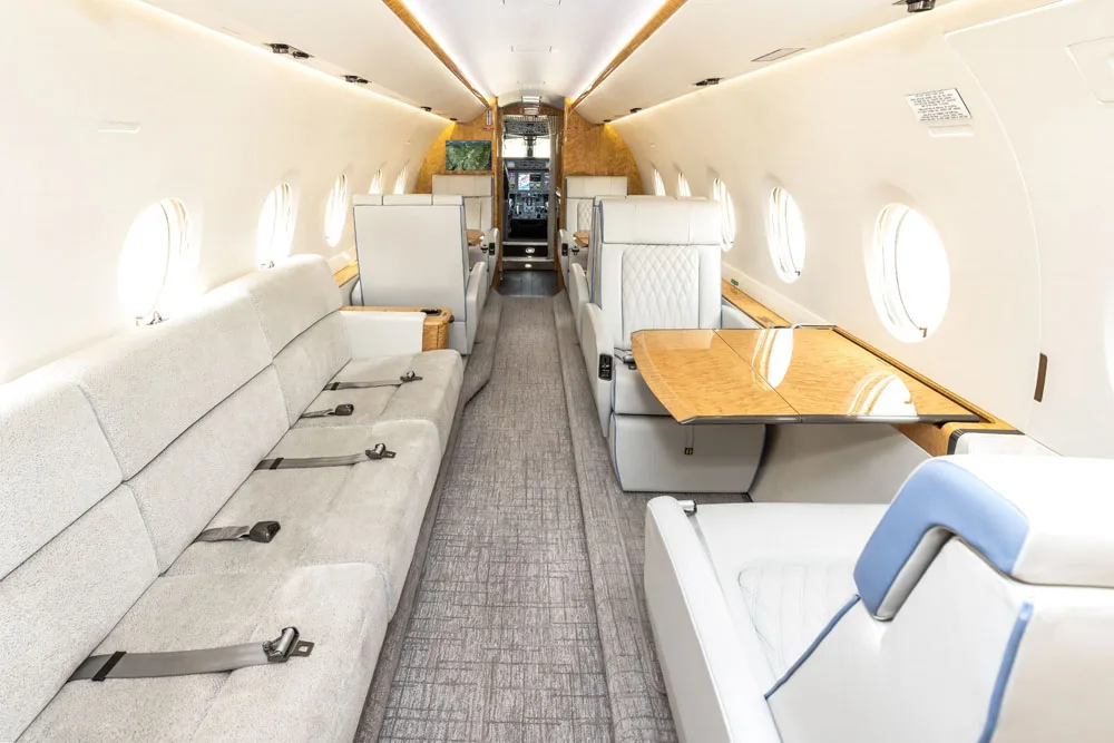 Cabin interior of a 2014 Gulfstream G280.