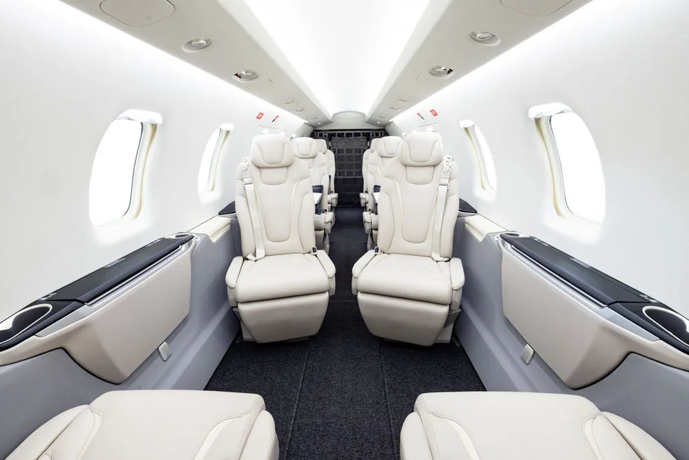 Cabin interior of a 2019 Pilatus.