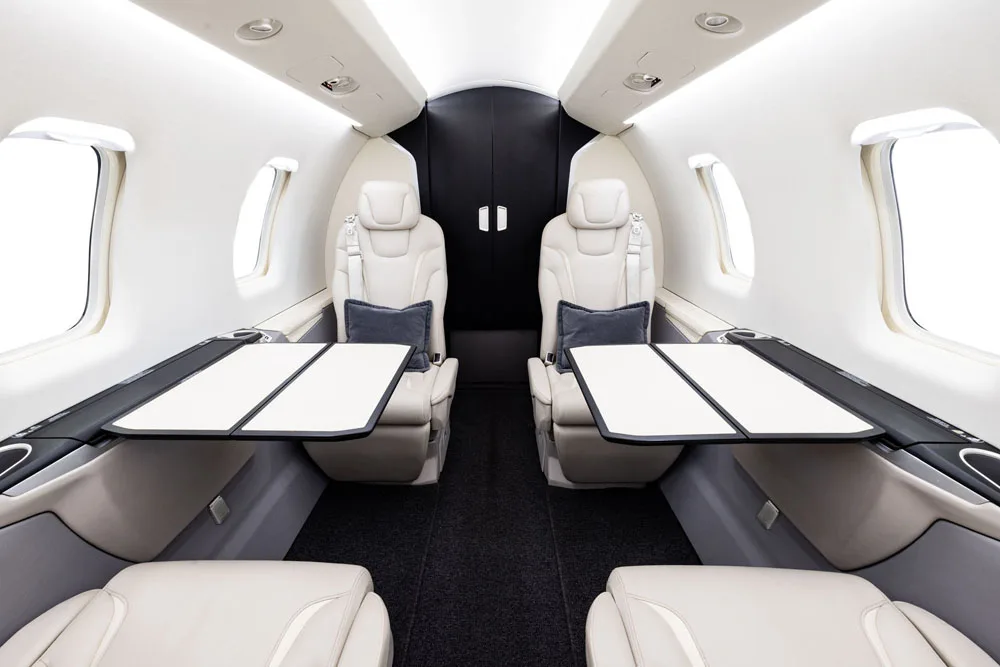 Cabin interior of a 2019 Pilatus.