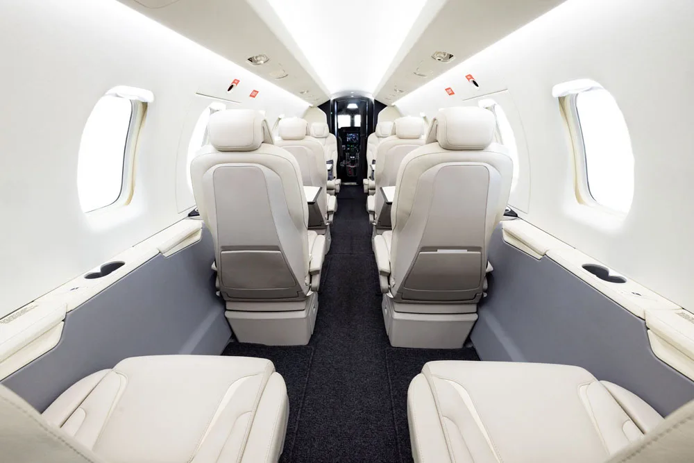 Cabin interior of a 2019 Pilatus.