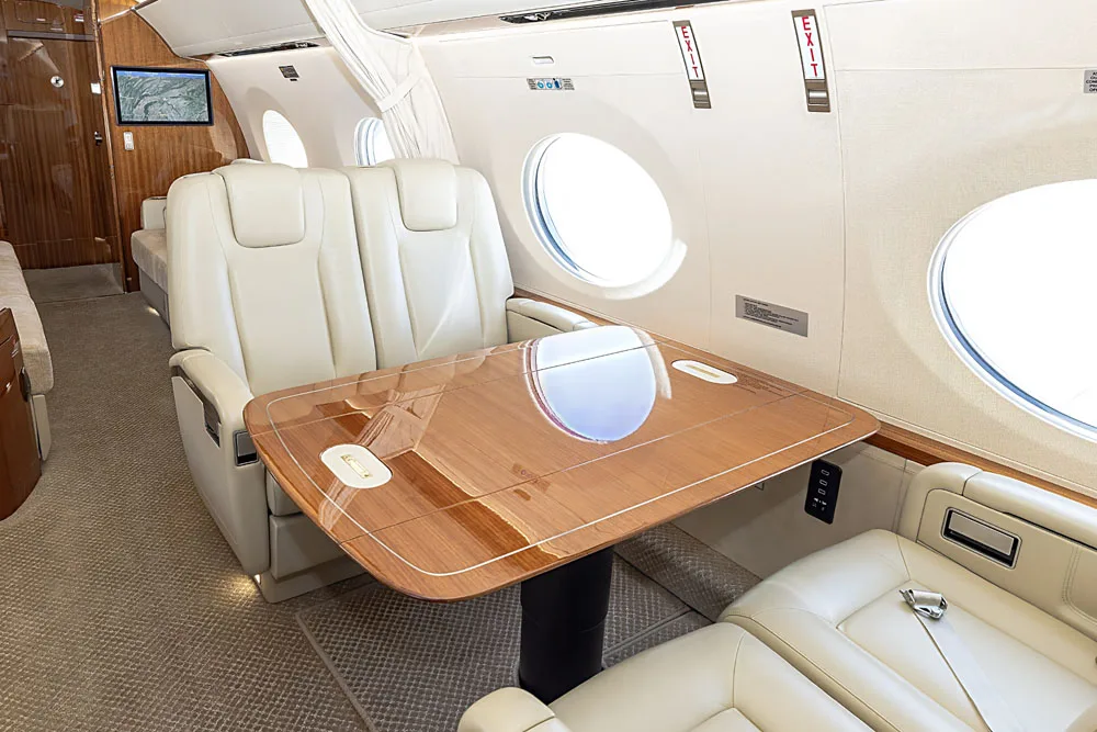 Cabin interior of a 2020 Gulfstream G500.