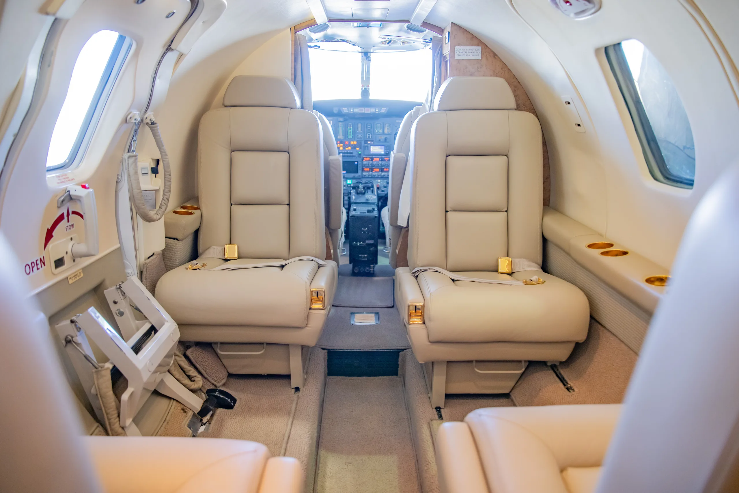 Cabin interior of a Cessna Citation V.