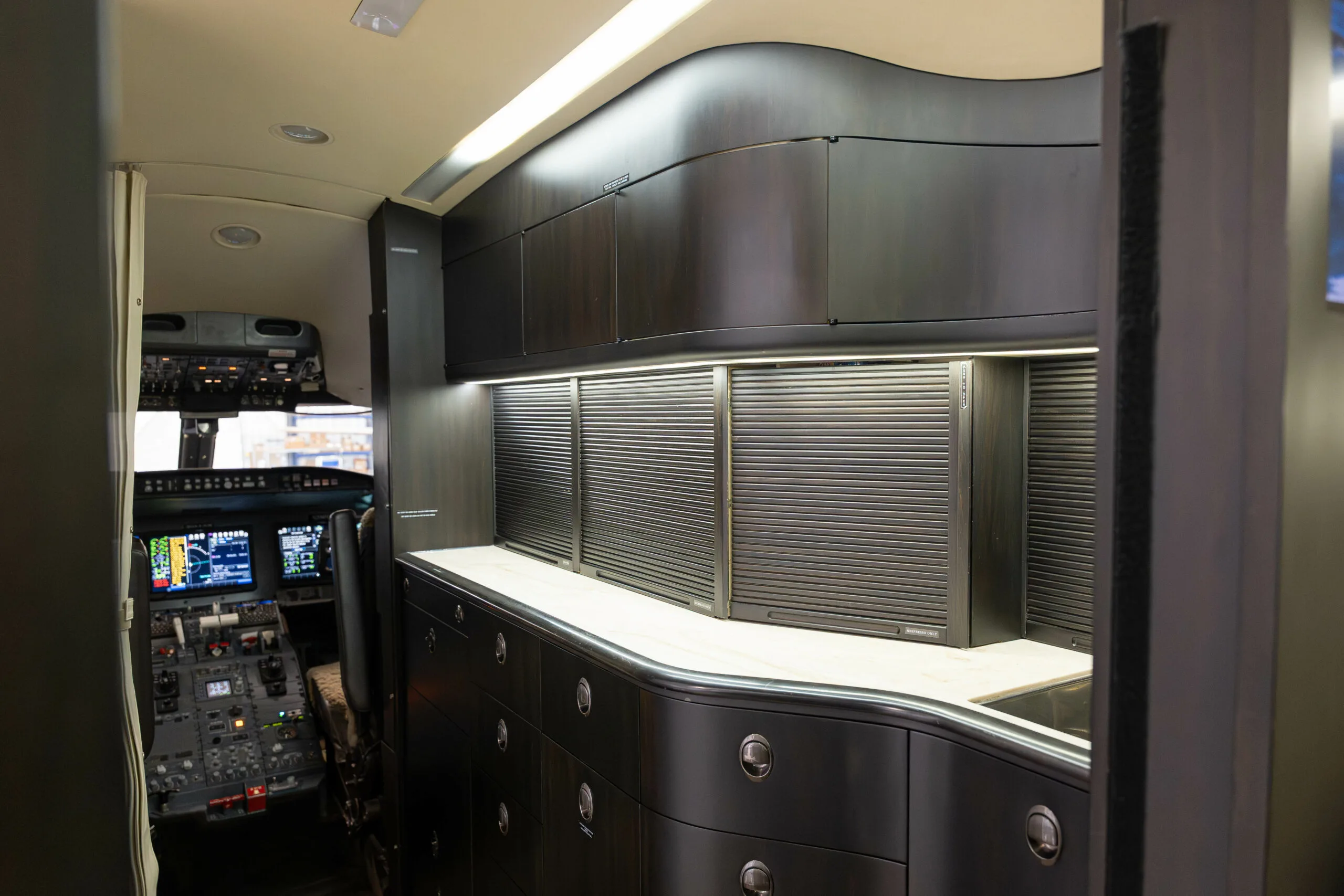 Avionics suite of a Bombardier Challenger 604.