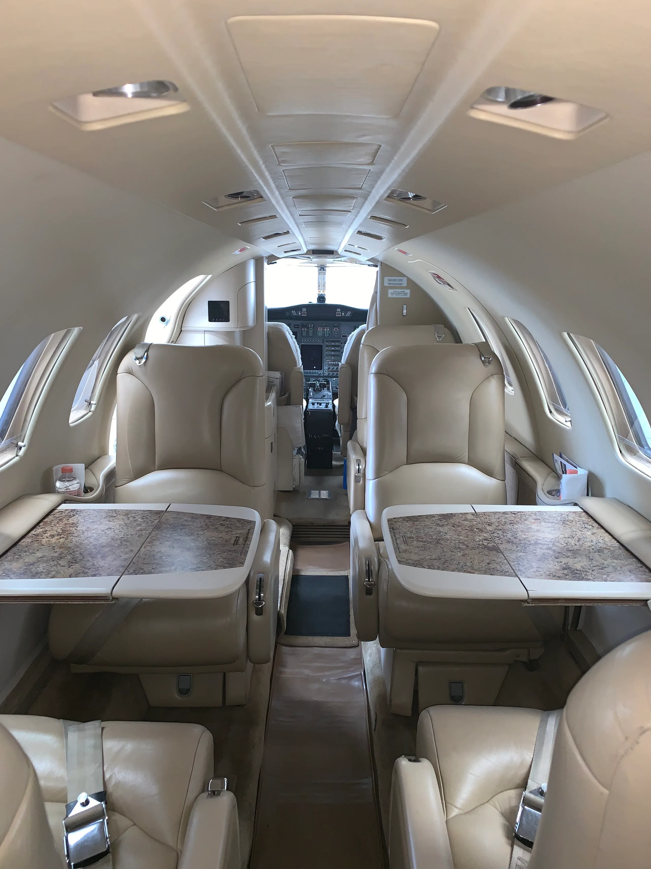 Cabin interior of a Cessna Citation Bravo.